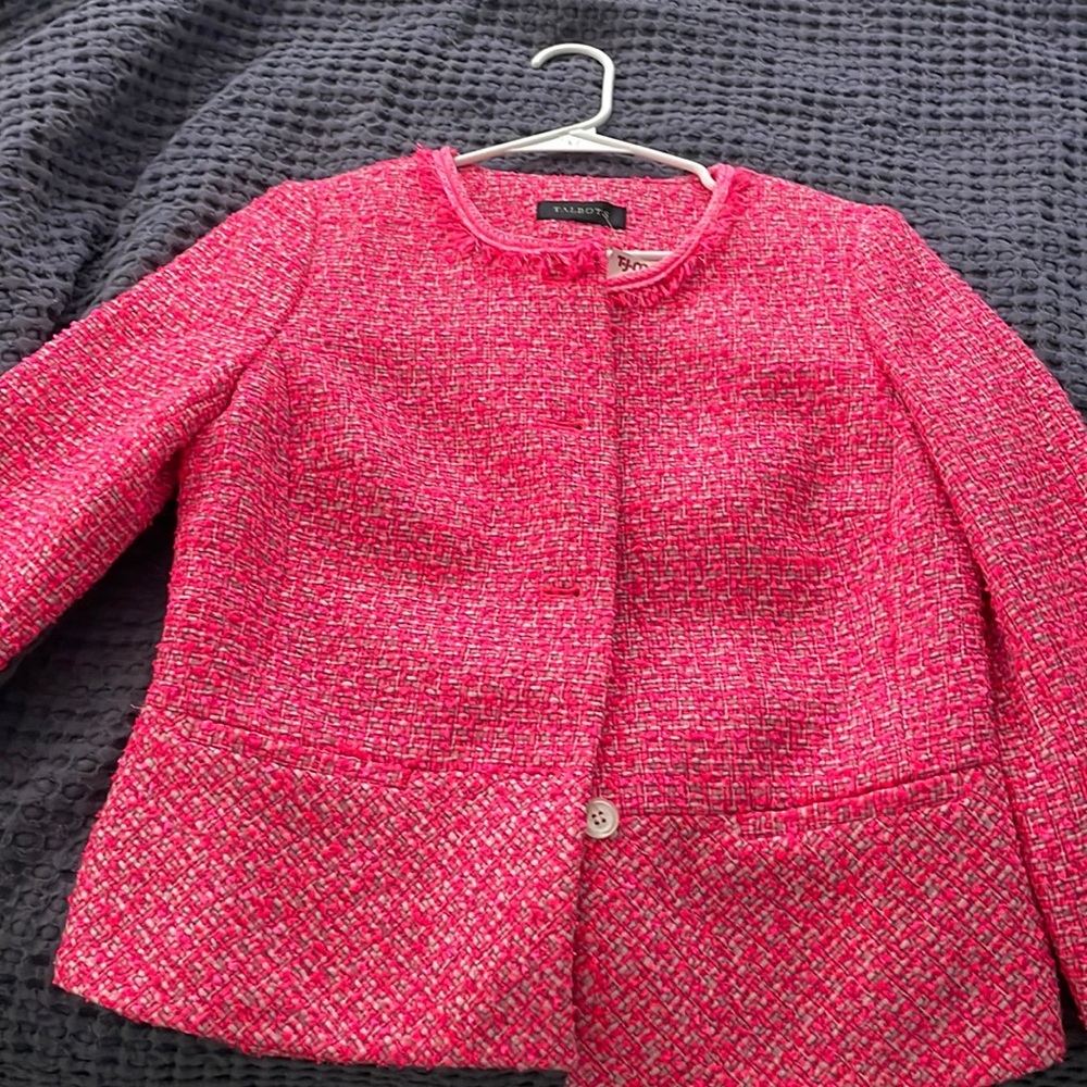 NWT Talbots hot pink neon pink tweed blazer size small size 4